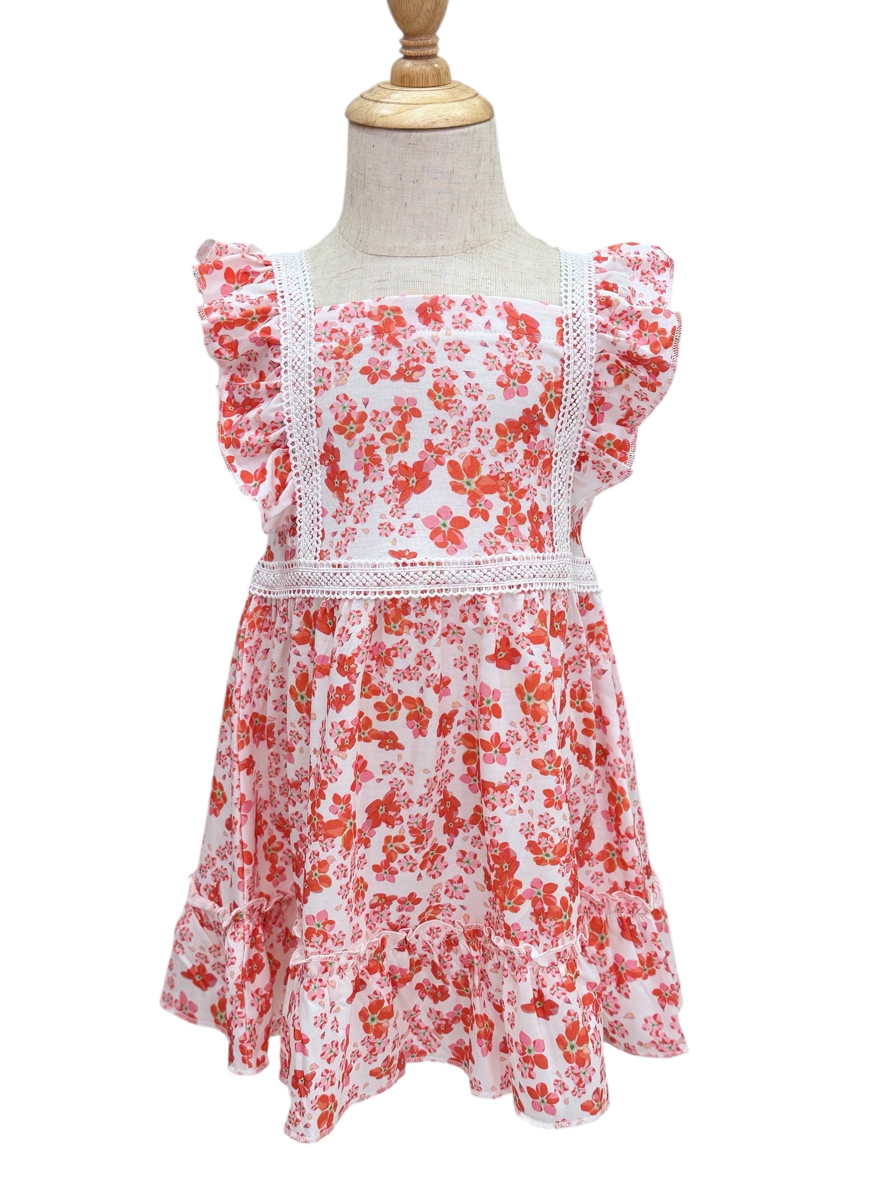 Red Orange Flower Dress